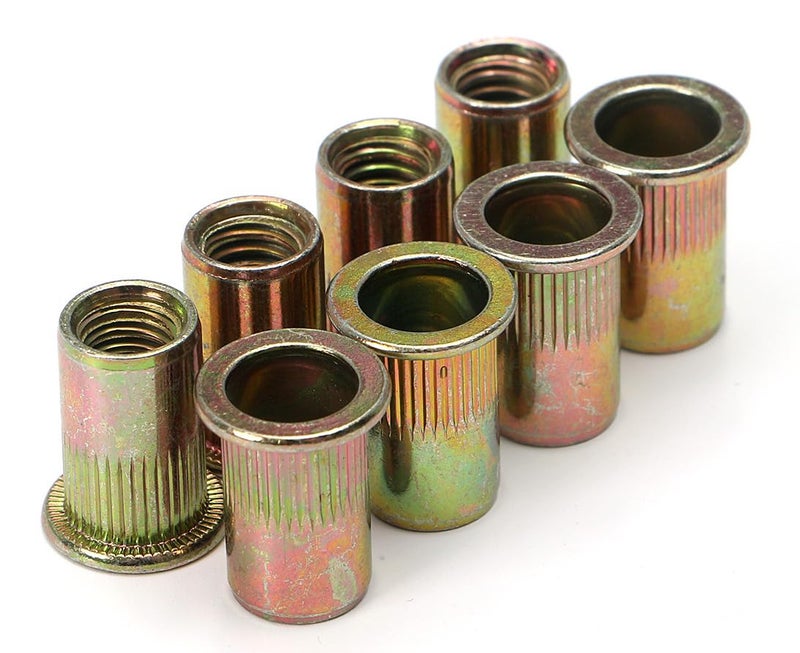 Sprite Science 100-Piece 3/8-16 Carbon Steel Rivet Nuts Zinc-Plated Flat Head Nutserts Rivnuts - Image 2